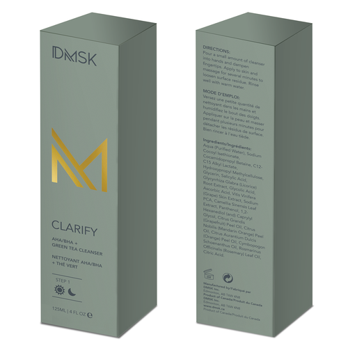 Luxury, high-end product box design for facial cleanser. Design by Leila Amorim