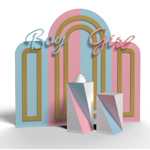 Create an elegant creative gender reveal backdrop prop Design by Iztok, Ivana (IZ+IV)