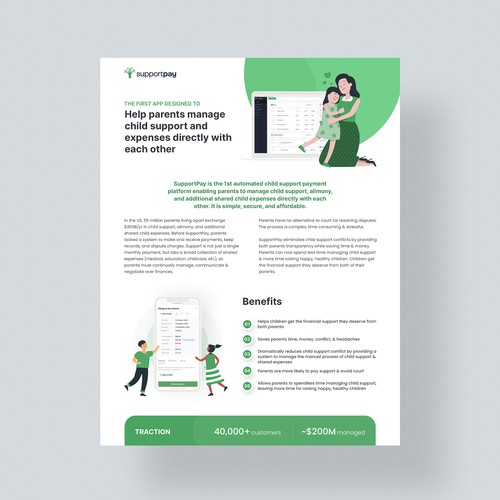 Modern informational flyer for a mobile and web application Design by P A L