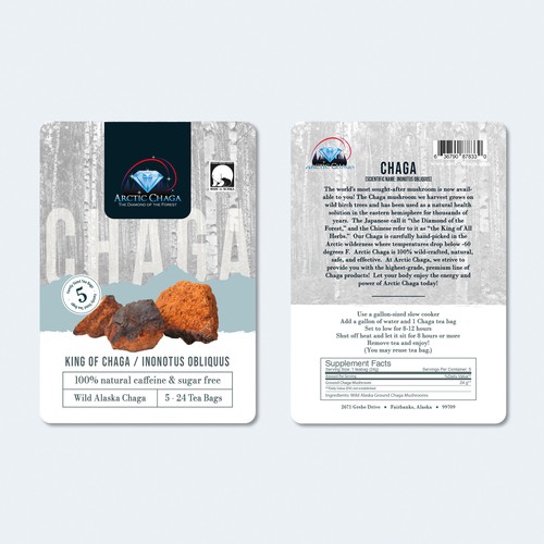 Arctic Chaga Label New Look Design réalisé par Suave Estudio