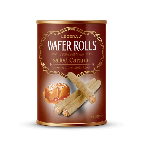 LEGERA Wafer Rolls Pack 125 gm - Salted Caramel Design by Gustavo RV