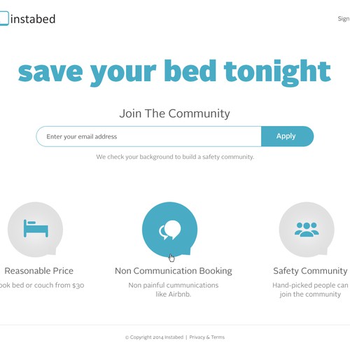 Landing page for simple, on-demand bed booking app Design by SpellWebDesign