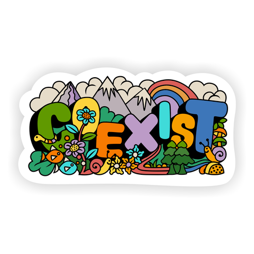 NEED FUN AND COLORFUL "COEXIST" STICKER ILLUSTRATED Design by Punisher!!!