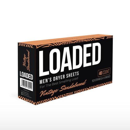 Men's Dryer Sheet Box Design Contest Design by Haroska Studio