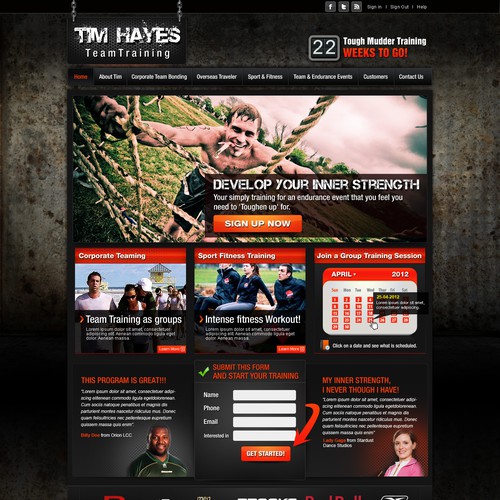 website design for Tim Hayes Team Training Réalisé par YusakG.F.X