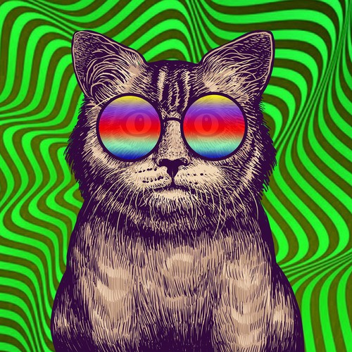 Psychedelic Cats Auto Generated Trading Cards to raise money for Cat Rescue Design por katingegp