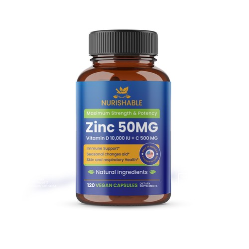 We need a "beautiful bottle label" for Zinc and Vitamin D3 supplement - Redesign Design by Designlifelk