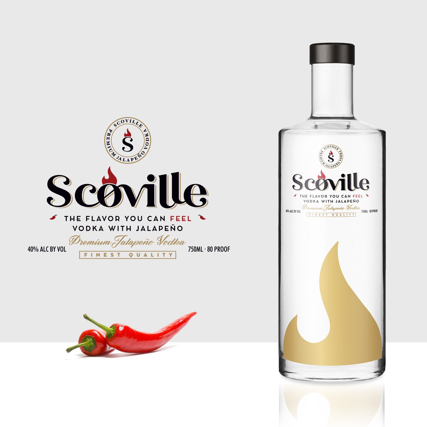 Vodka logo with the title 'Logo and label for a new jalapeño PREMIUM vodka. '