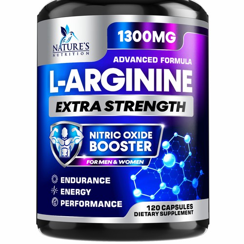 Powerful L-Arginine Capsules Design Needed for Nature's Nutrition Design by GenScythe