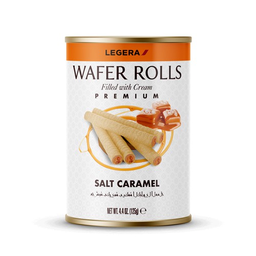 LEGERA Wafer Rolls Pack 125 gm - Salted Caramel Design by Gustavo RV