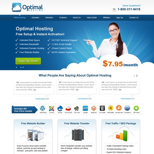 Design di New website design wanted for Optimal Hosting di AxilSolutions