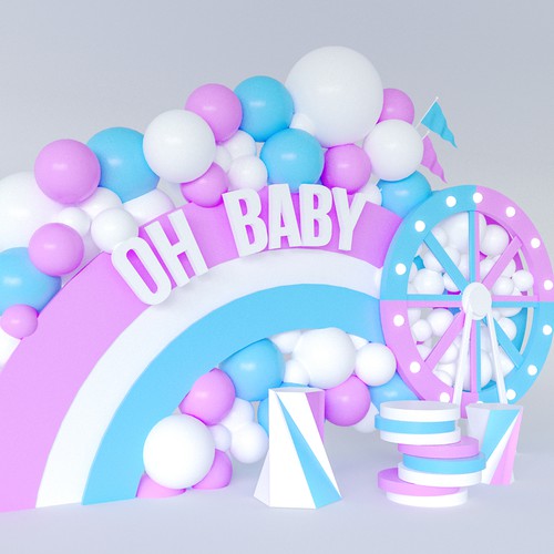 Create an elegant creative gender reveal backdrop prop Design by VizWizard