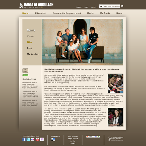 Queen Rania's official website – Queen of Jordan デザイン by Kotku