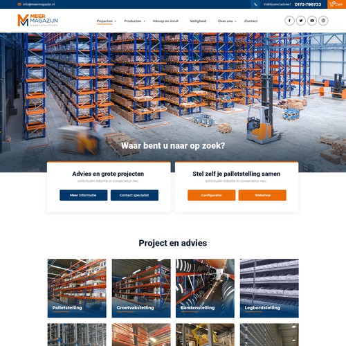 Creative website templates for a leading pallet racks company_ Meermagazijn Design réalisé par Aj3664