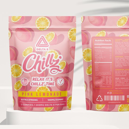 CHILLZ CBD Brand need his new packaging for his DELTA 8 Gummies Design by bcra
