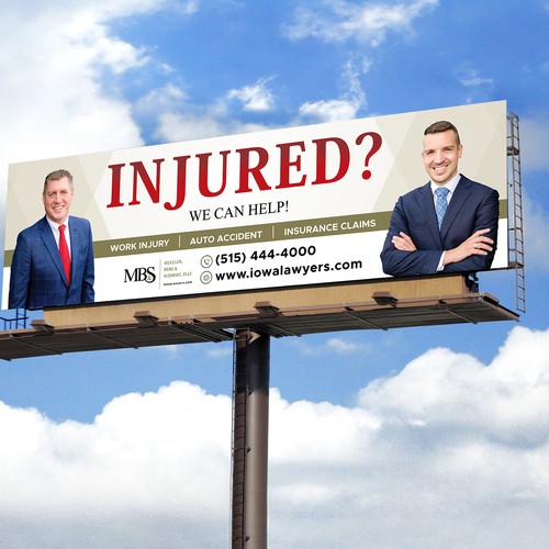 We need persuasive and clever billboard targeting work injury claims Design by Krishna Arts