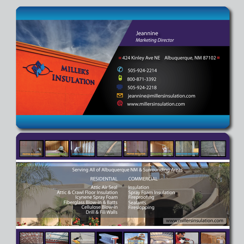 Business card design for Miller's Insulation Réalisé par cheene