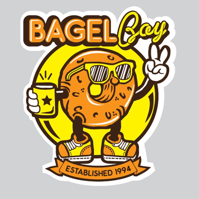 Unique, FUN, creative stickers for a Bagel shop Sticker contest