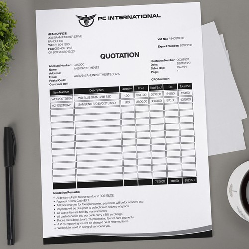 Given logo to be added to quotation to enhance brand appeal Design by Xclusive16