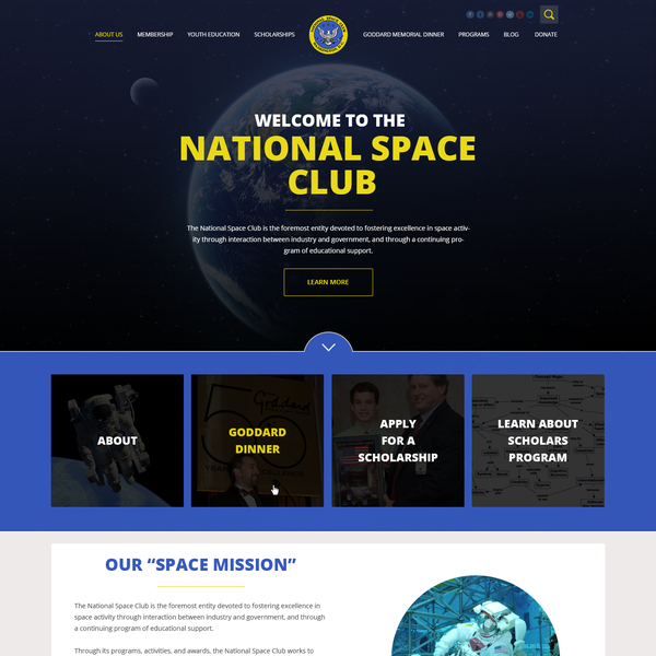 Diseño de NDCreativity titulado "Website Design for the National Space Club"