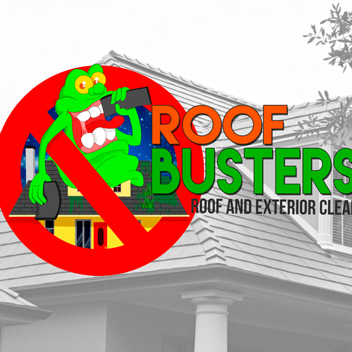 Roof Busters - Roof and Exterior Cleaning logo with a Ghost Busters Theme Design by axelander