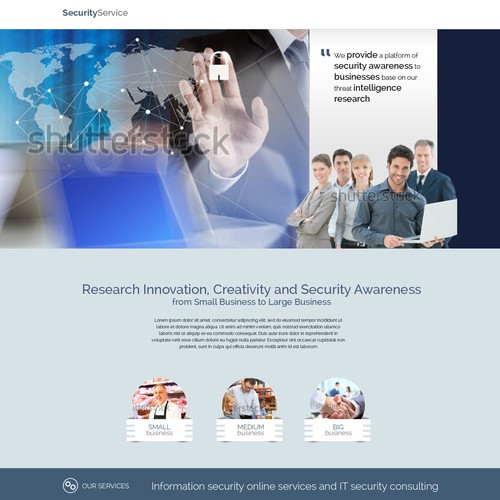 Professional as well as cool landing page for an innovative company that keep your business secure Design by miketjan