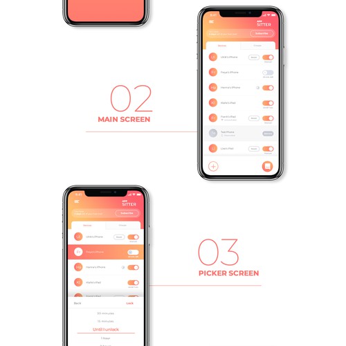 Thomas ArtさんのPlayful and elegant app design for App Sitter screen time appデザイン