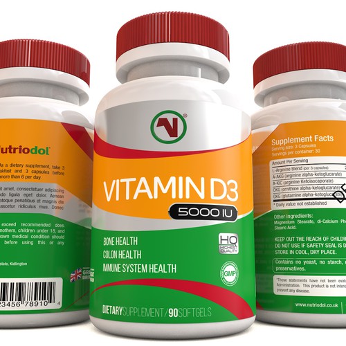 Branded Vitamin Bottle (Vitamin D3, Glucosamine, Biotin, etc ...