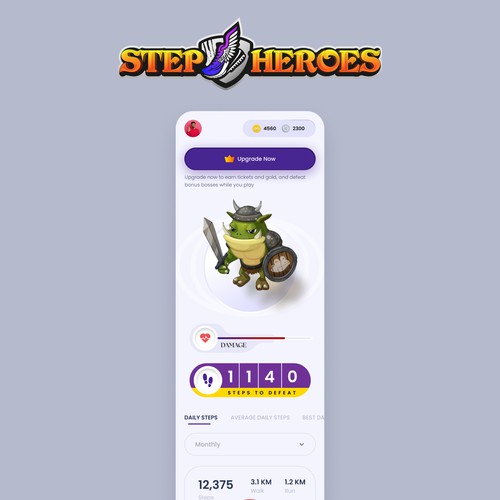 Design the app for StepHeroes, a new and innovate fitness game Design by MercClass
