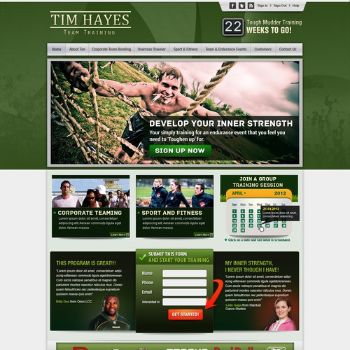 website design for Tim Hayes Team Training デザイン by YusakG.F.X