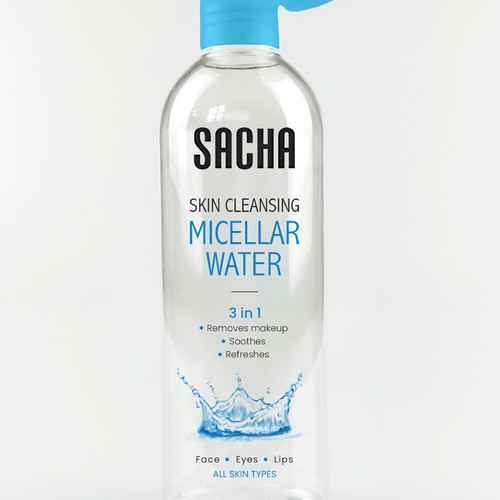 Sacha Micellar Water bottle 500ml Design by Artist@Joy