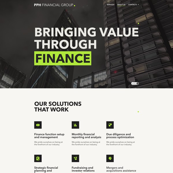 Design by sokolskiyDesign titled "Fractional CFO services landing page"