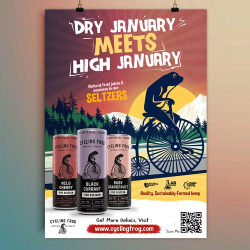 Create a 'Dry January meets High January' poster.  Have Fun, Be Creative, Open to all suggestions. Design by 123Graphics