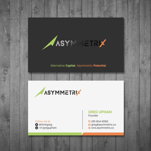 Design a cool, edgey but sophisticated business card for an alternative investment firm. Design von Tcmenk