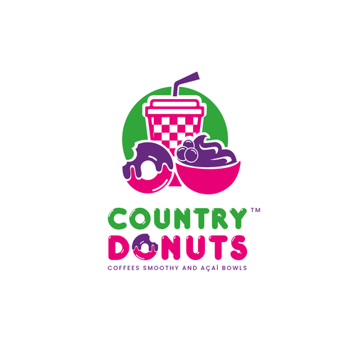 We need a modern exciting logo to encompasses our Name Country Donuts Coffee smoothy bowls Design réalisé par M.G. designs