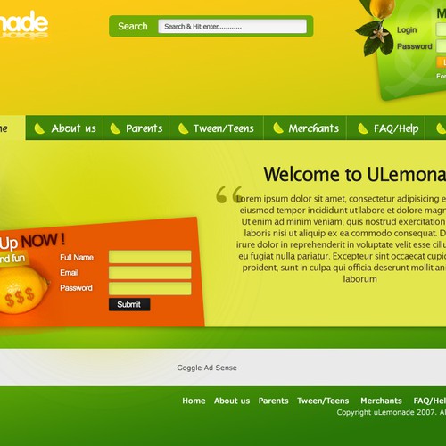 Logo, Stationary, and Website Design for ULEMONADE.COM Diseño de nasgorkam