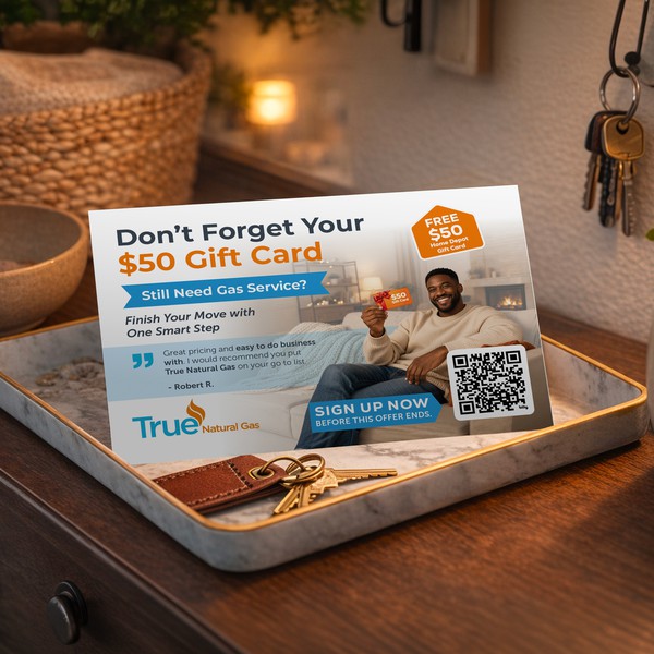 Incentive postcard — gift-card sign-up mailing