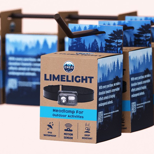 Design the packaging a outdoor headlamp where proceeds are donated to save american wildlife Design by Design Warlord