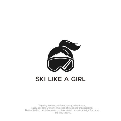 a classic yet fun logo for the fearless, confident, sporty, fun badass female skier full of spirit Design by sevenart99