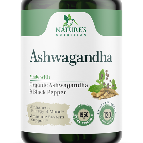 Natural Ashwagandha Capsules Design Needed for Nature's Nutrition Design réalisé par Encephalon™