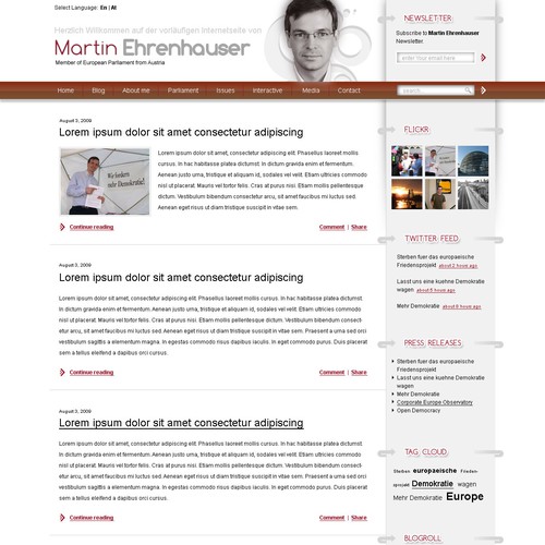 Wordpress Theme for MEP Martin Ehrenhauser Design by Gdesigns