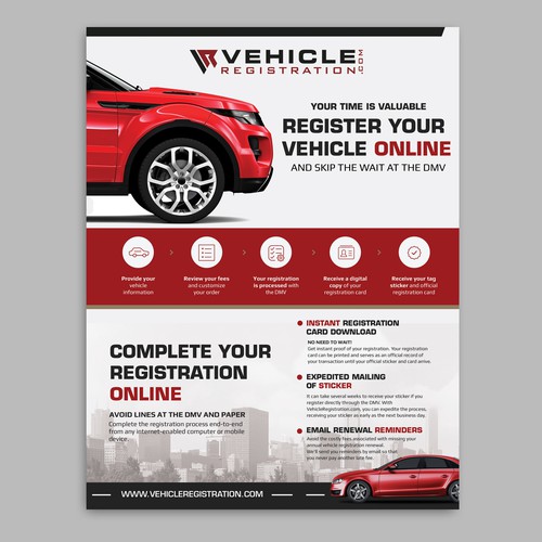 One-Page Flyer for VehicleRegistration.com Design by iulianrosu