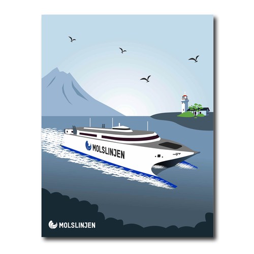 Design di Multiple Winners - Classic and Classy Vintage Posters National Danish Ferry Company di oedin_sarunai