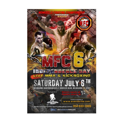 Official Flyer/Branding Design for Amateur MMA Fight Night MFC6!!! Design by NelleDJ