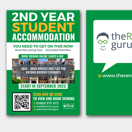 A5 Student Accommodation Flyer Design by Graph Webs