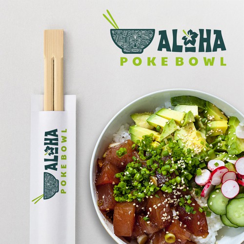 Design Create a young and trendy logo for a "Poke Bowl" restaurant in Hawaiian style por mervelcin