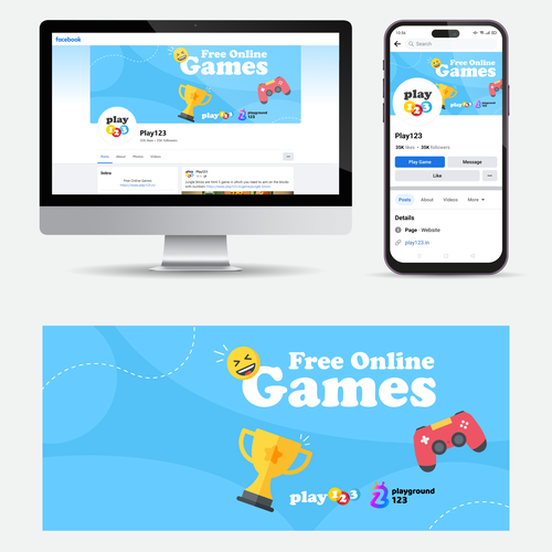 Facebook cover for a free games website-ontwerp door Phategy