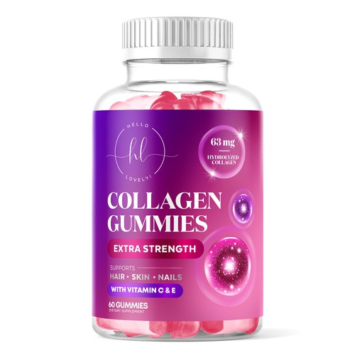 Hello Lovely needs a Collagen Gummies product label Design by rembrandtjurin