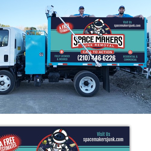 Fun and Catchy Junk Removal Service Truck Wrap - Space Theme Design by GrApHiC cReAtIoN™