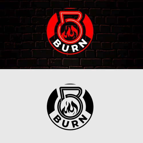 “Design a fierce, industrial-chic brand identity for a HIIT gym called BURN” Design by PrintFactory ™